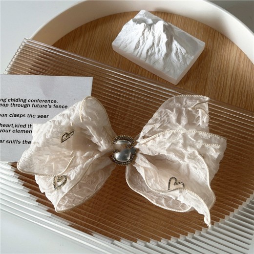 New Black Lace Hair Clip Retro Bow Love Rhinestone Spring