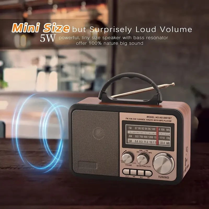 Vintage-Style Multifunctional Speaker with AM/FM/SW Radio