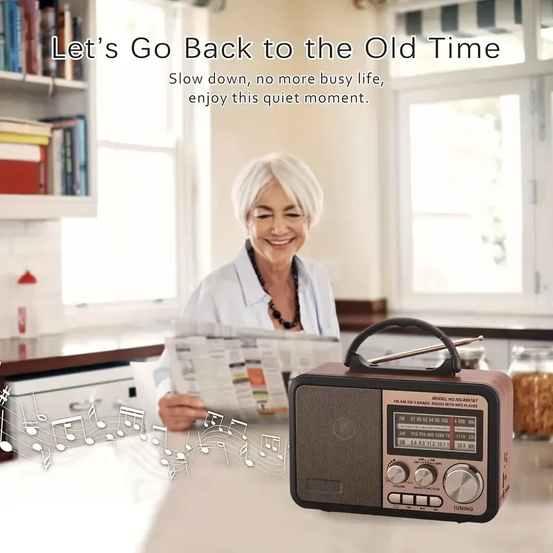 Vintage-Style Multifunctional Speaker with AM/FM/SW Radio