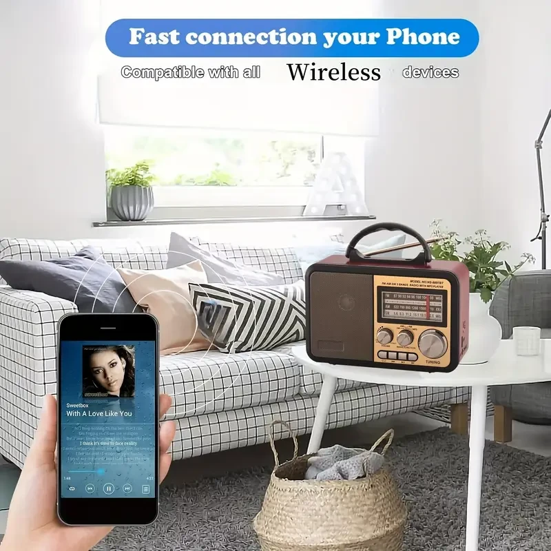 Vintage-Style Multifunctional Speaker with AM/FM/SW Radio