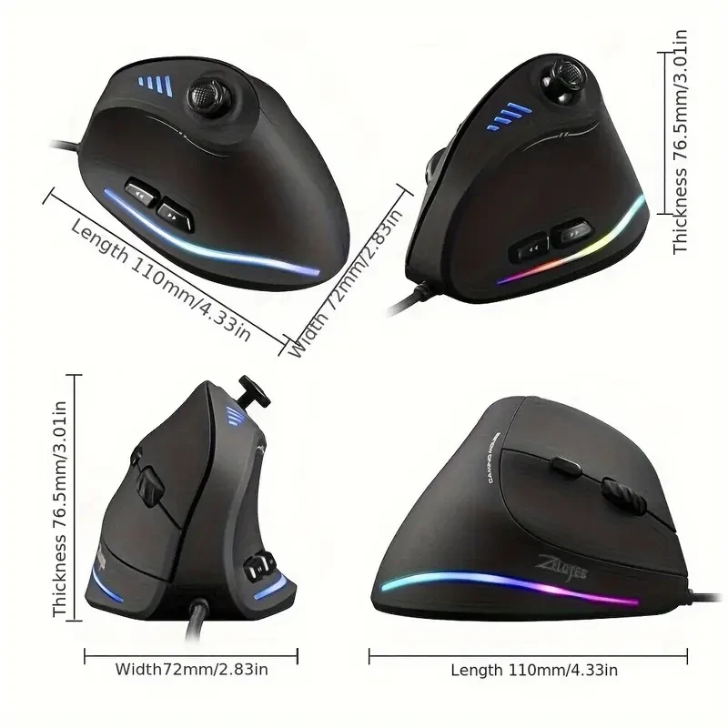 JOMAA C18 Wired Gaming Mouse with Vertical Rocker,