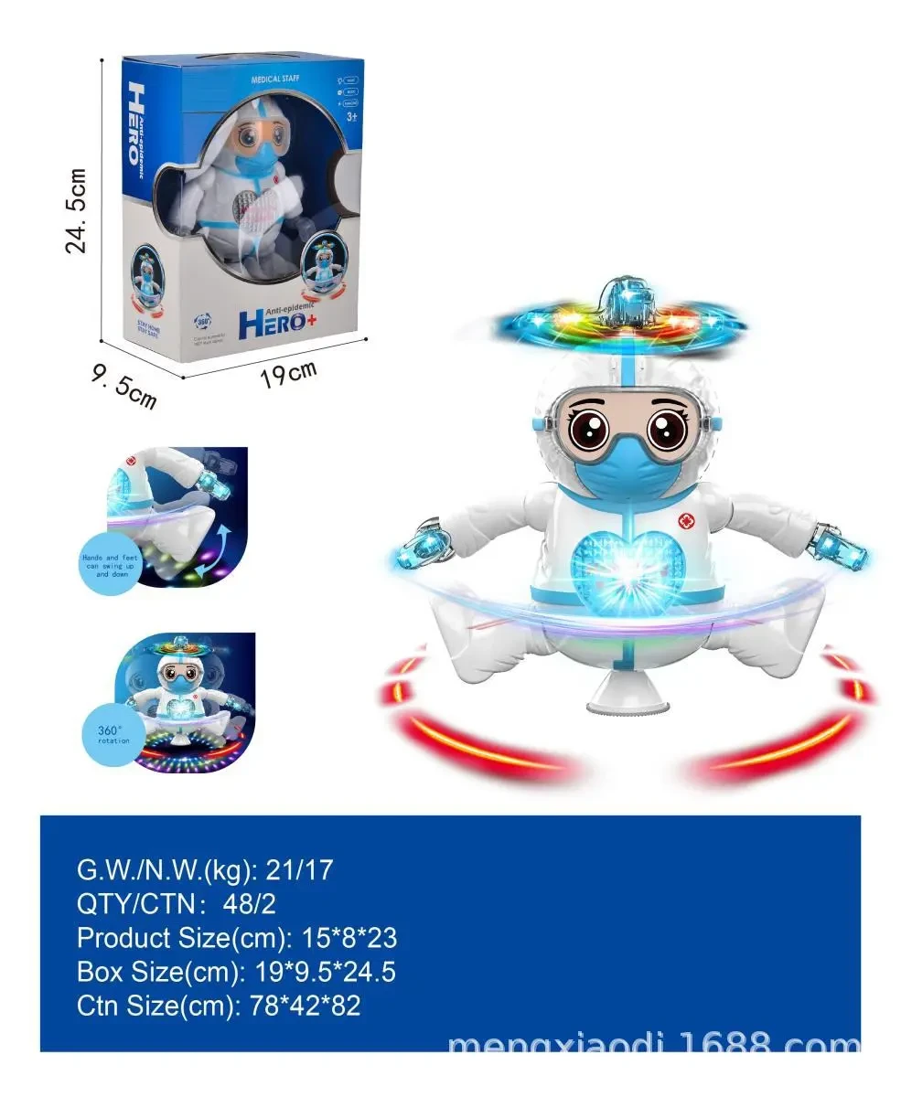 Anti-epidemic Hero Robot With Acousto Optic Infrared Automatic Dancing Toy