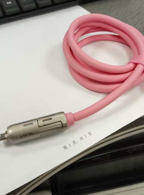 Four-in-one Fast Charge Data Cable Tpc Light Column Silicone Charging