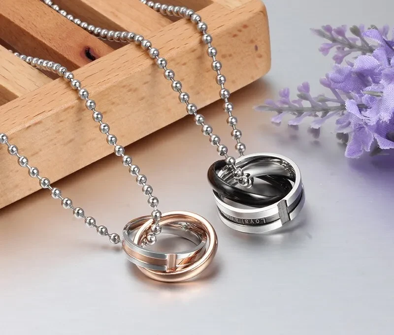 Endless love couple necklace pendant stainless