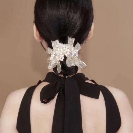 Fabric Clip Pure Butterfly Pearl Meatball