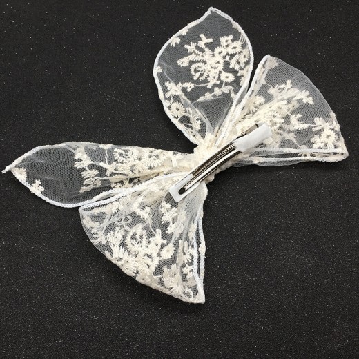 All-match Handmade Black And White Lace Bow Hairpin