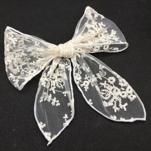 All-match Handmade Black And White Lace Bow Hairpin