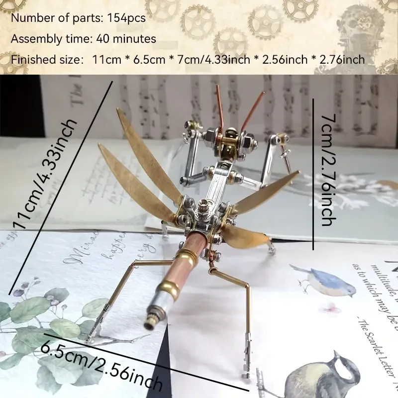 Steampunk Mechanical Mantis 154pcs Metal Model Kit