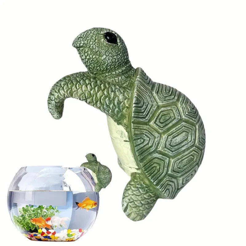 Whimsical Cartoon Turtle Resin Hanging Planter