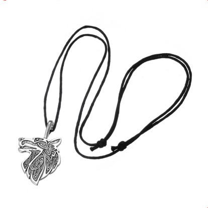 Viking wolf head logo pendant