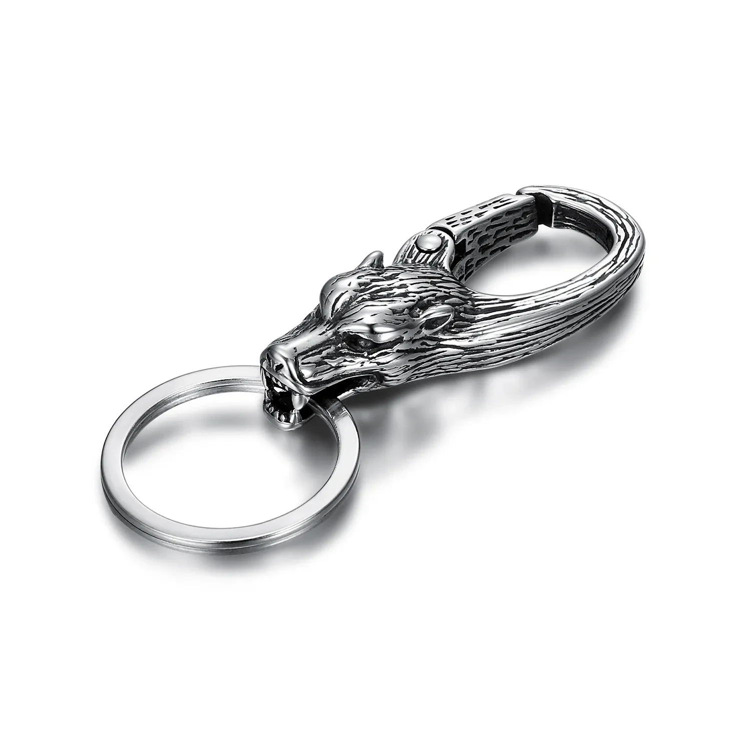 European And American Fashion Wolf Head Stainless Steel Keychain