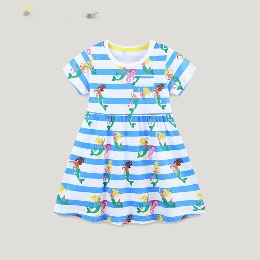Striped Printed Knitted Cotton Round Neck Short Sleeve Children Shirt