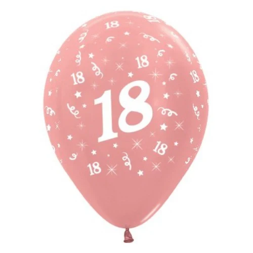 Balloons Age 18 Rose Gold Metallic - Pack of 6
