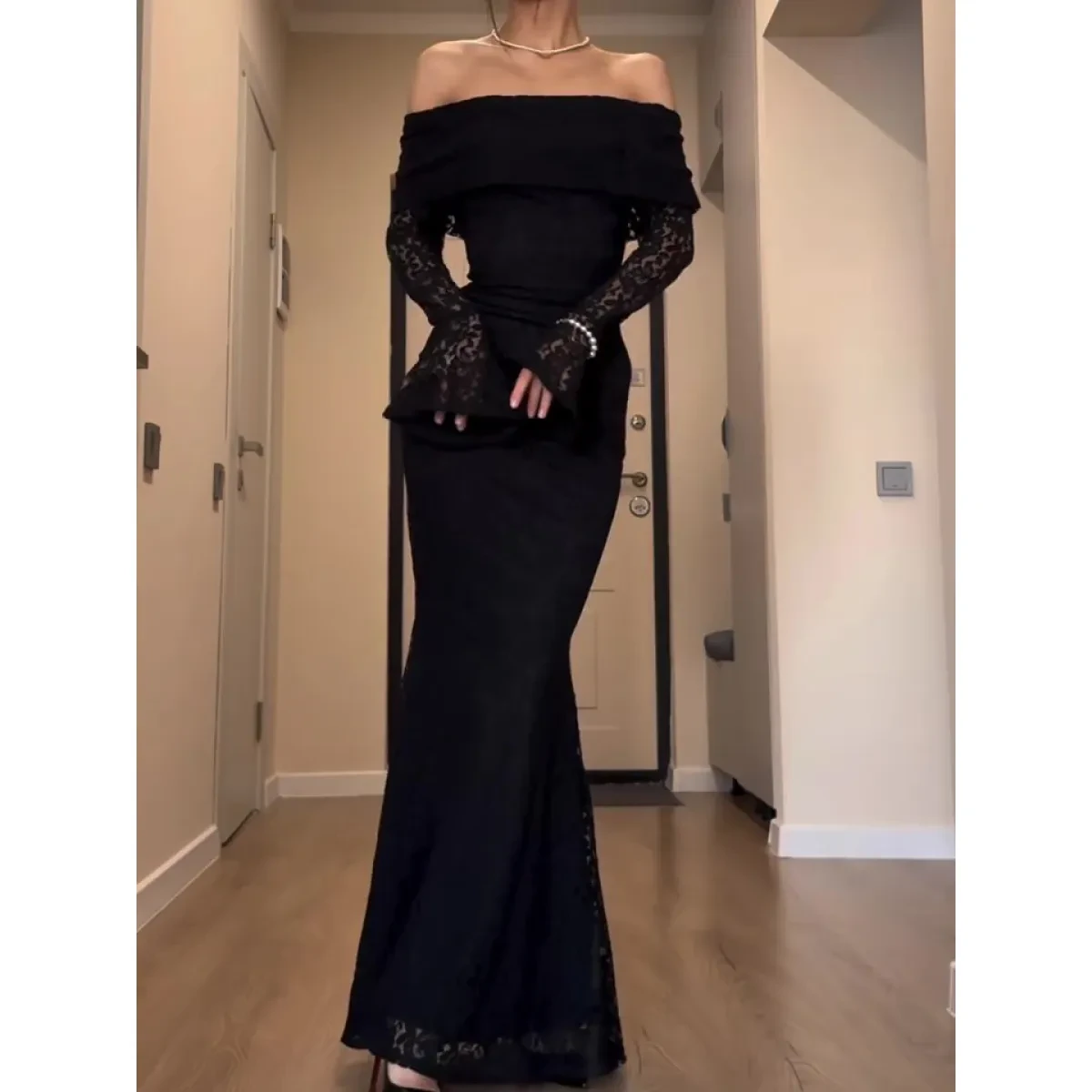 Black Off The Shoulder Mermaid Dress