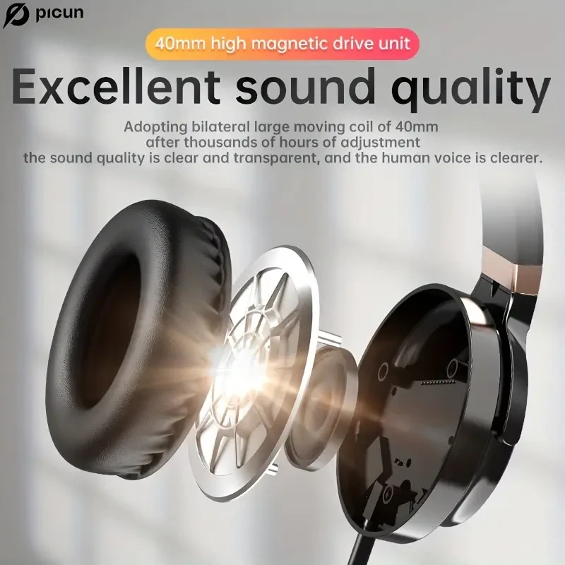 Picun C60 Wired On-Ear - Headphones with Microphone