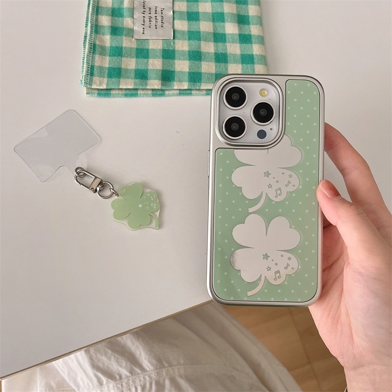 Korean Summer Lucky Four-leaf Clover Mirror Phone Case 16promax