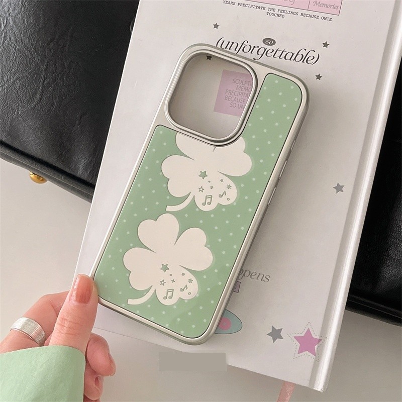 Korean Summer Lucky Four-leaf Clover Mirror Phone Case 16promax