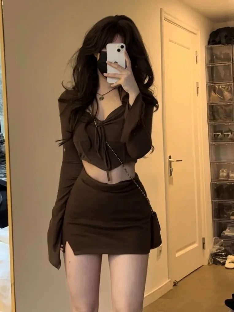 Brown Long Sleeve Top