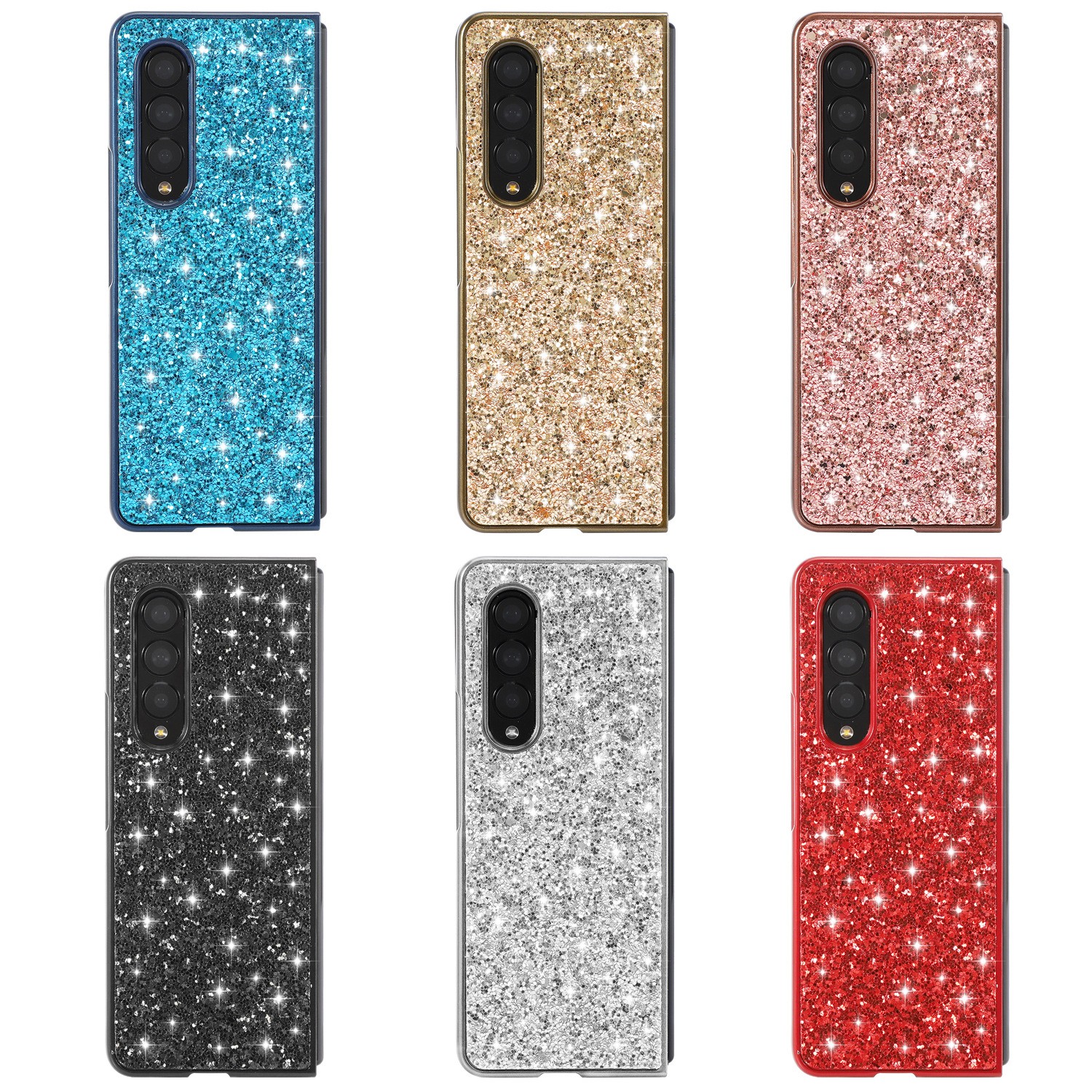 Electroplating Shimmering Powder Sequins Folding Hard Shell Phone Case