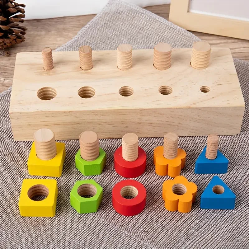 Wooden Screw Matching Puzzle Board