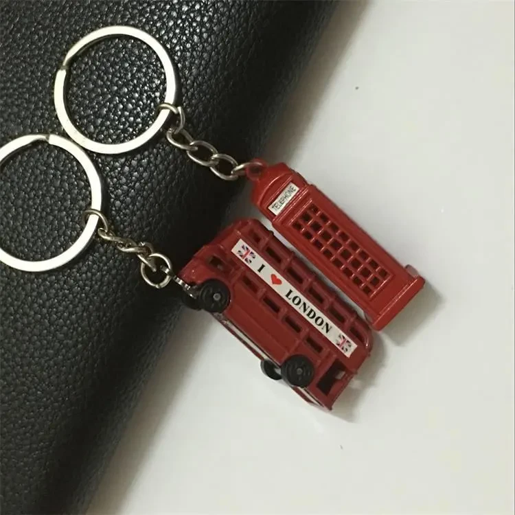 Male And Female UK London Double Decker Bus Keychain