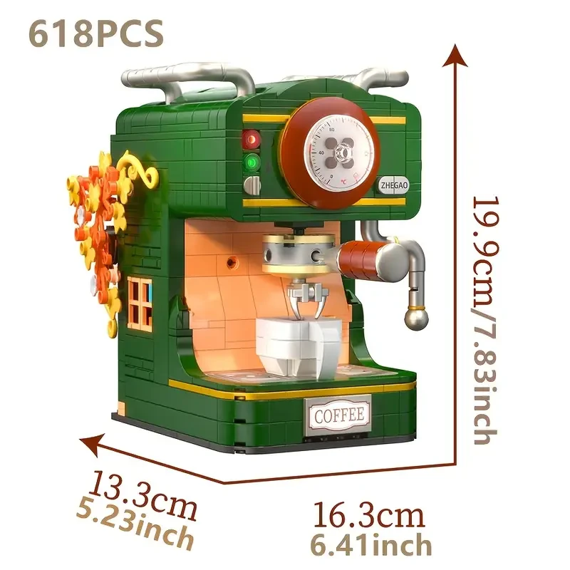 Vintage Retro ABS Plastic Self-Assembly Coffee House Building Blocks