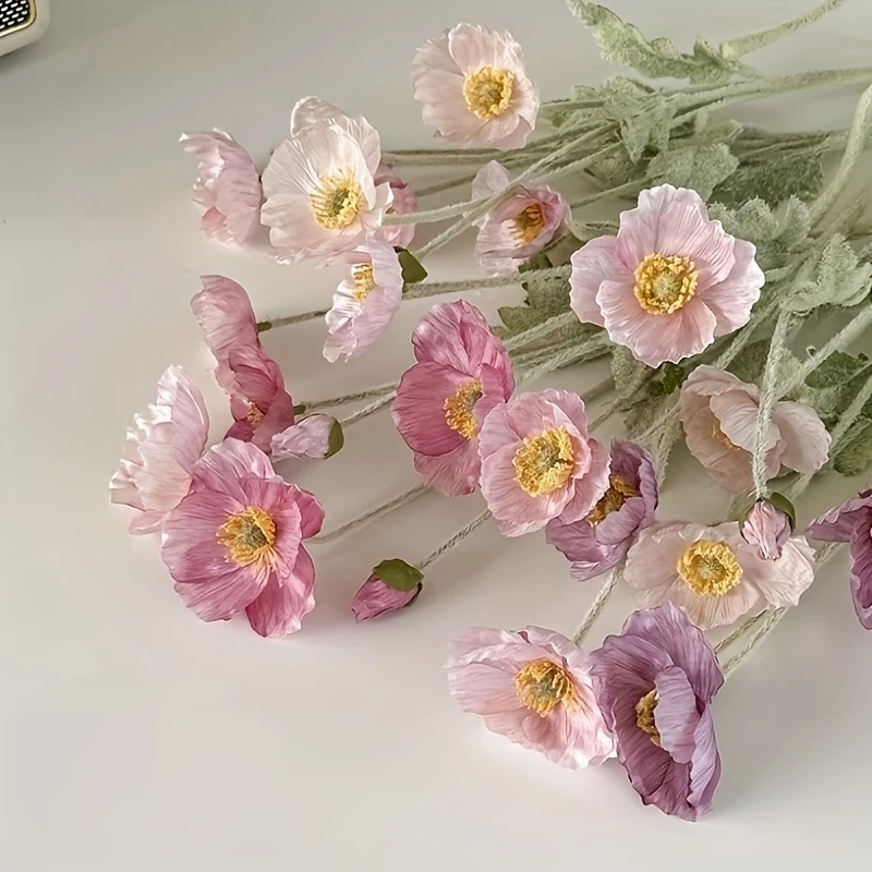 oppy Peony Artificial Flowers Set - 7pcs/8pcs for Home, Garden, Wedding, and Event Decor