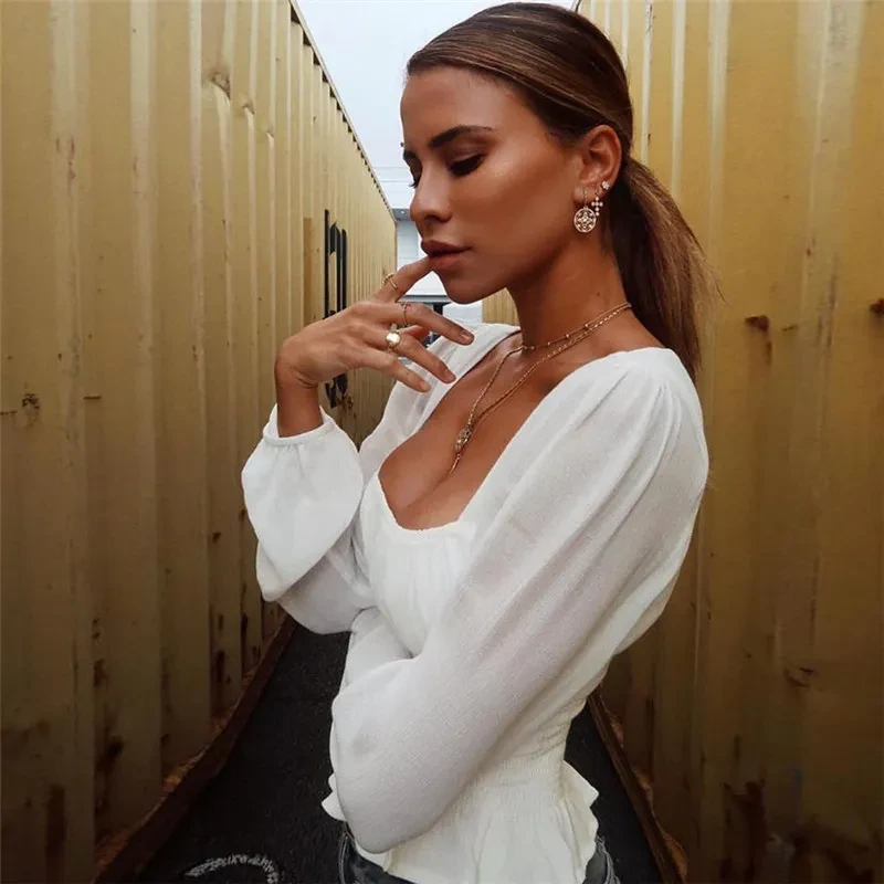 Long Sleeve Square Neck Top