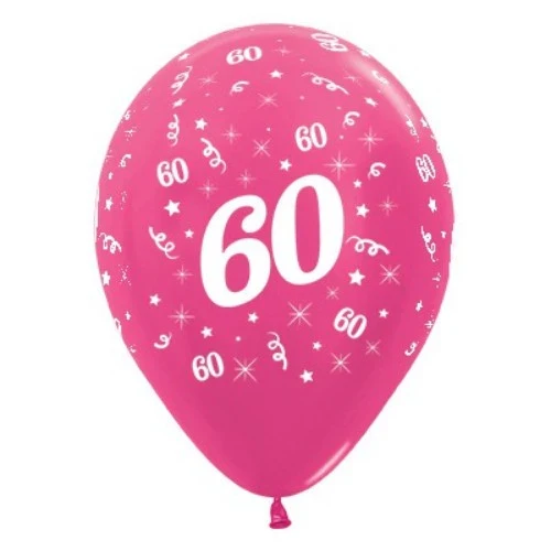 Balloons Age 60 Fuchsia Metallic - Pack of 6