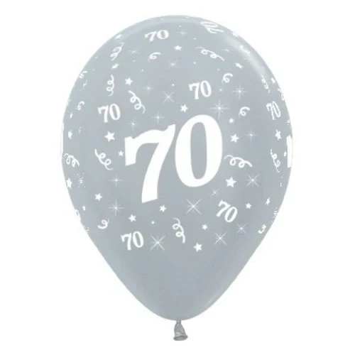 Balloons Age 70 Silver Metallic - Pack of 6