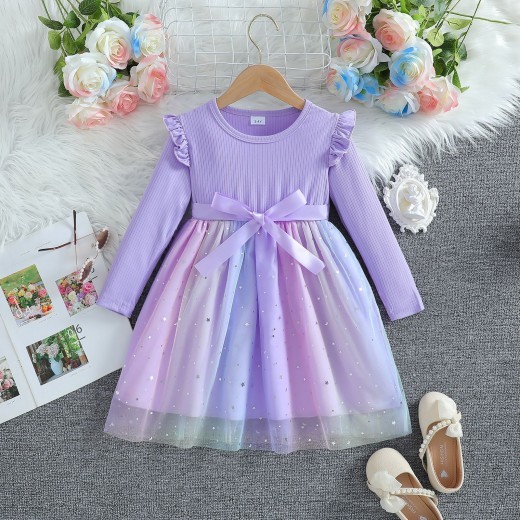 Baby Long Sleeve Bowknot Dress
