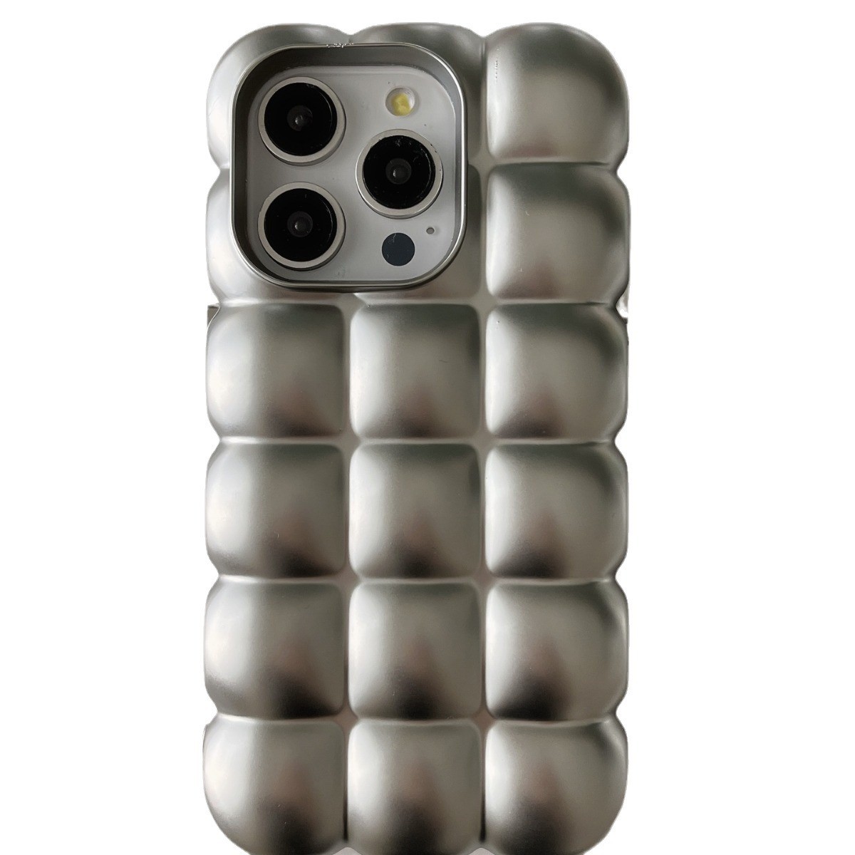 Electroplating Egg Waffle Matte Sliver Phone Case