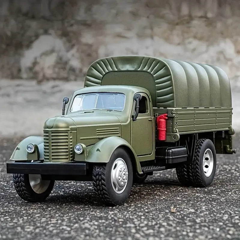 Retro Military Truck Alloy Model Car - with Light and Sound Effects