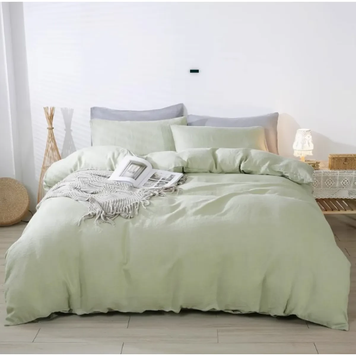 Green Linen Bedding Set