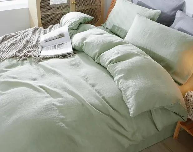 Green Linen Bedding Set