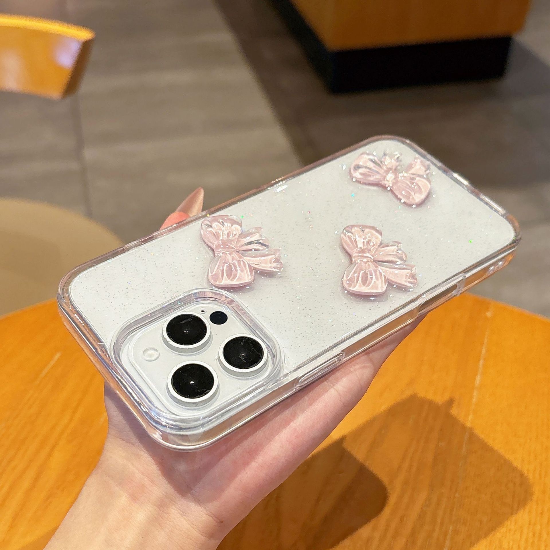 Bow Knot Epoxy Transparent Phone Case Drop-resistant