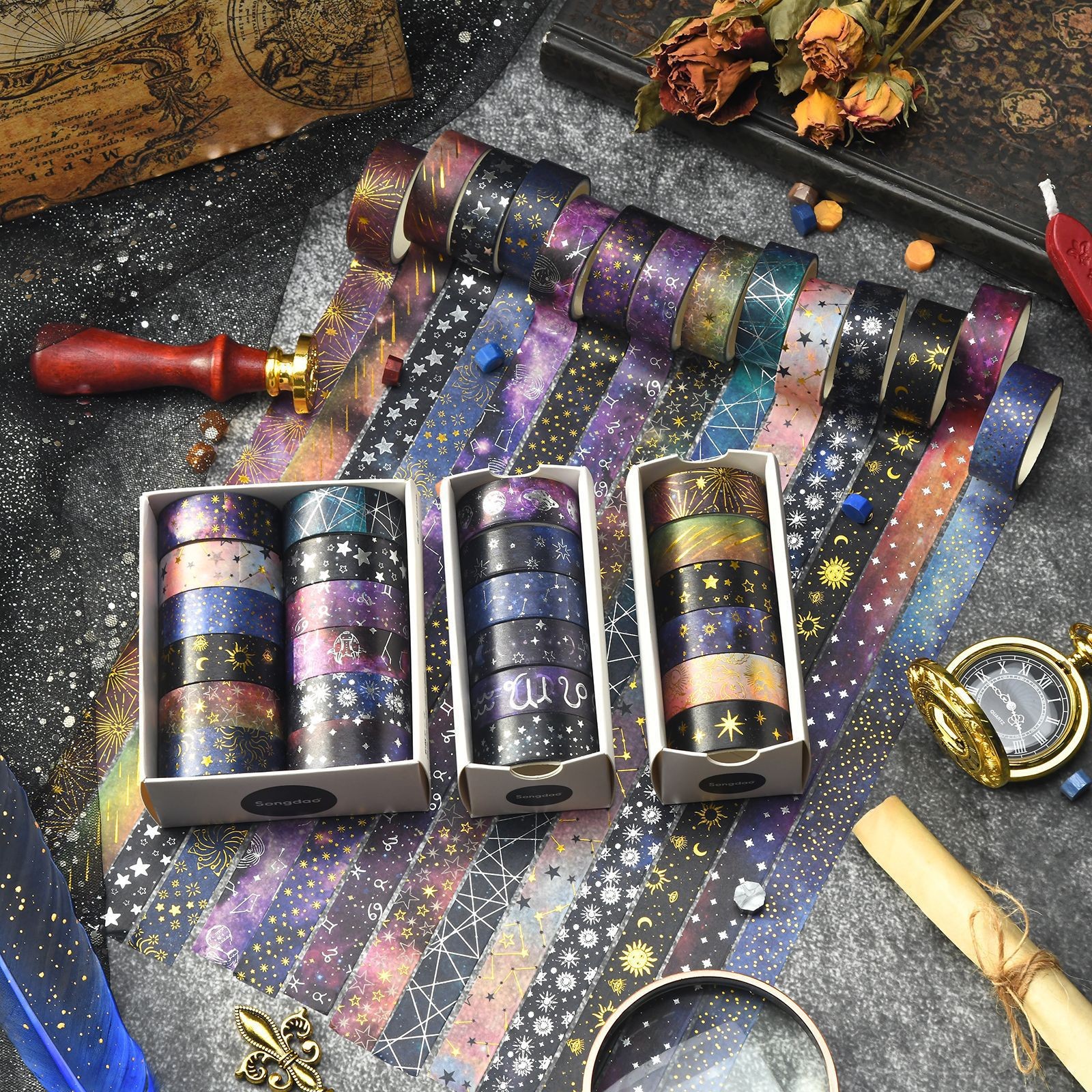 Starry Sky Slice Mysterious Star Moon SUNFLOWER Diy Popular Fireworks Tape