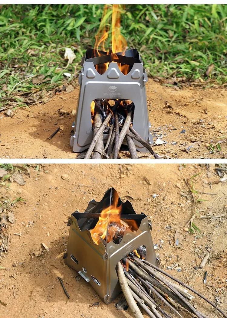 Outdoor pure titanium firewood stove