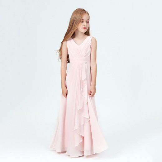 Spring Medium And Large Children Chiffon Sleeveless Children's Full Dress