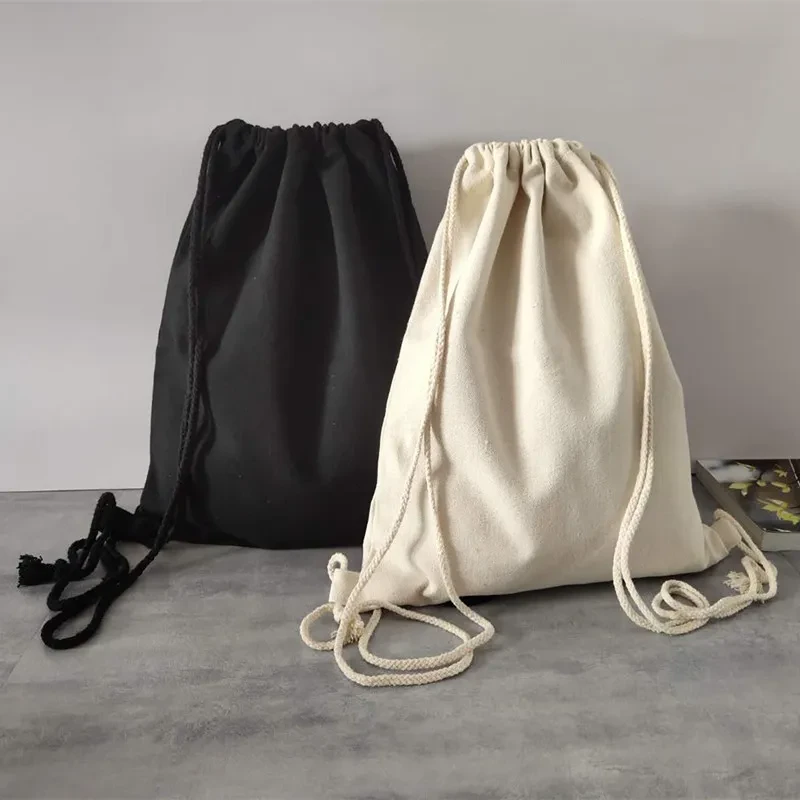 blank cotton drawstring bags