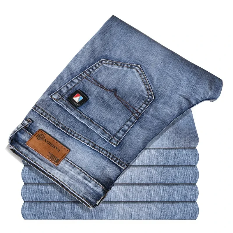 Mens Light Blue Straight Leg Jeans