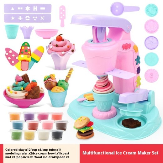 Fun Colored Clay Ice Cream Machine Children's Making Mold Suit Educational Toys
