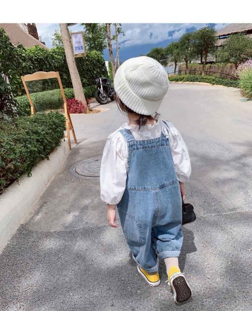 Cute Children's Denim Suspender Pants Autumn