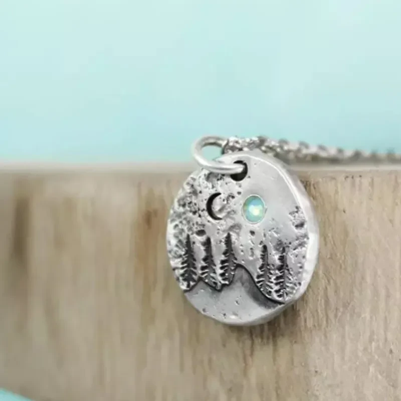 Fashion Nature Mountain Necklace Moonlight Pendant