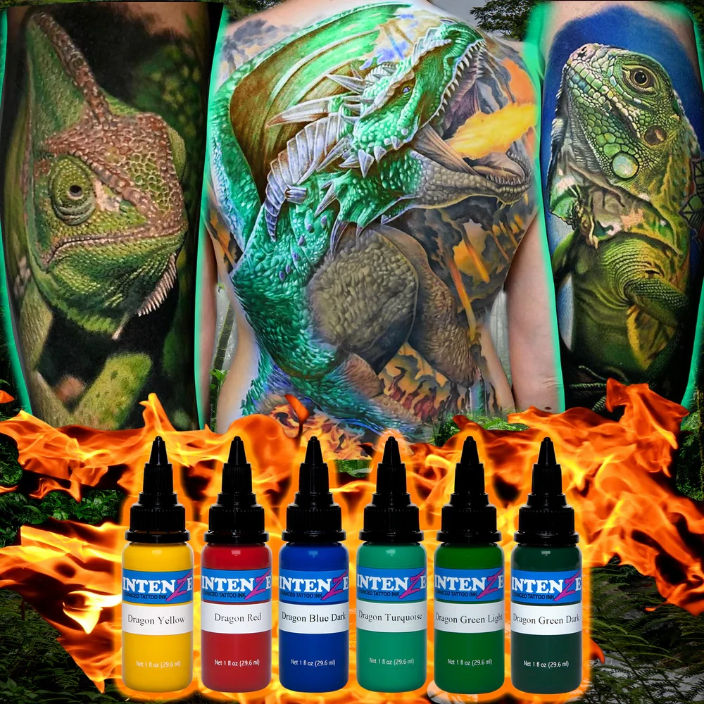 Japaneze Dragon Color 1oz Set  Intenze Tattoo Ink  6 Bottles