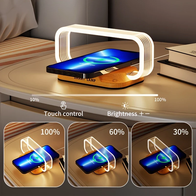 Multifunctional 2-in-1 LED Bedside Lamp with Wireless Charger