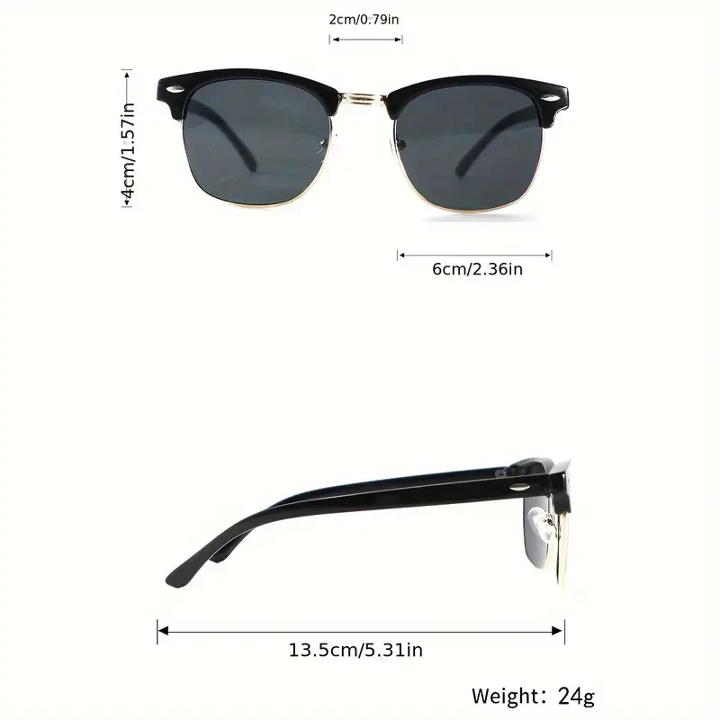 Vintage-Inspired Men's Fashion Glasses - Semi-Rimless Metal Frame