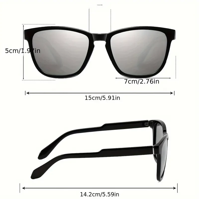 SSPV Unisex Black Square Polarized Fashion Glasse