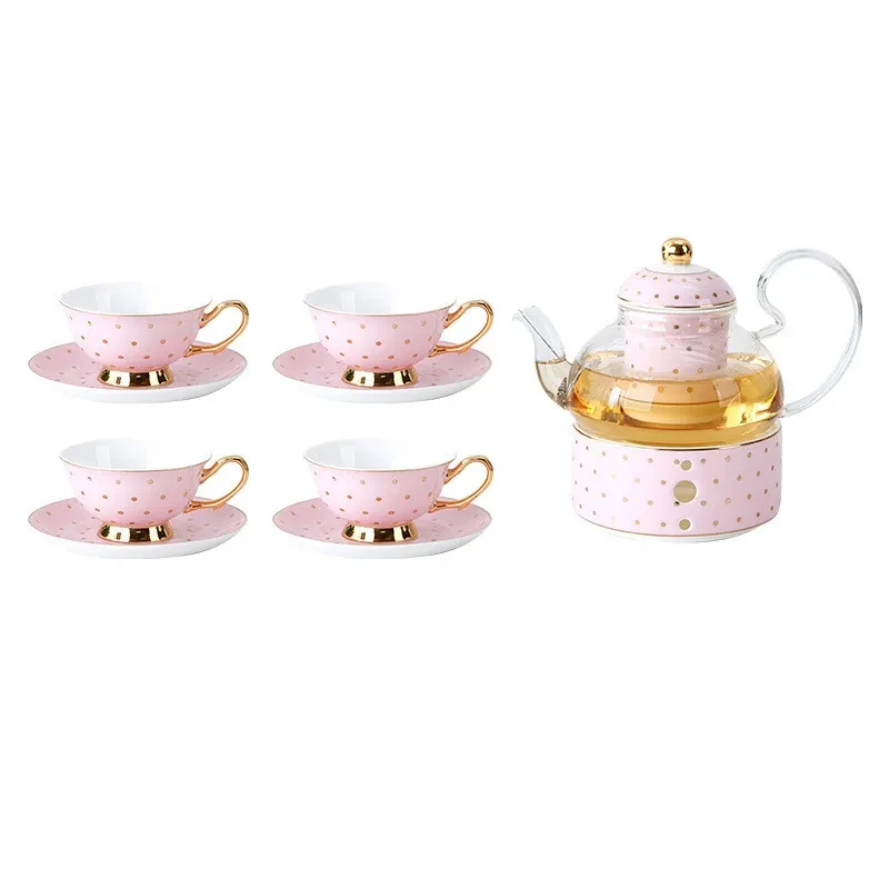 Bone China Coffee Cup Afternoon Tea Red Tea Cup Saucer Glass Water Stove Base