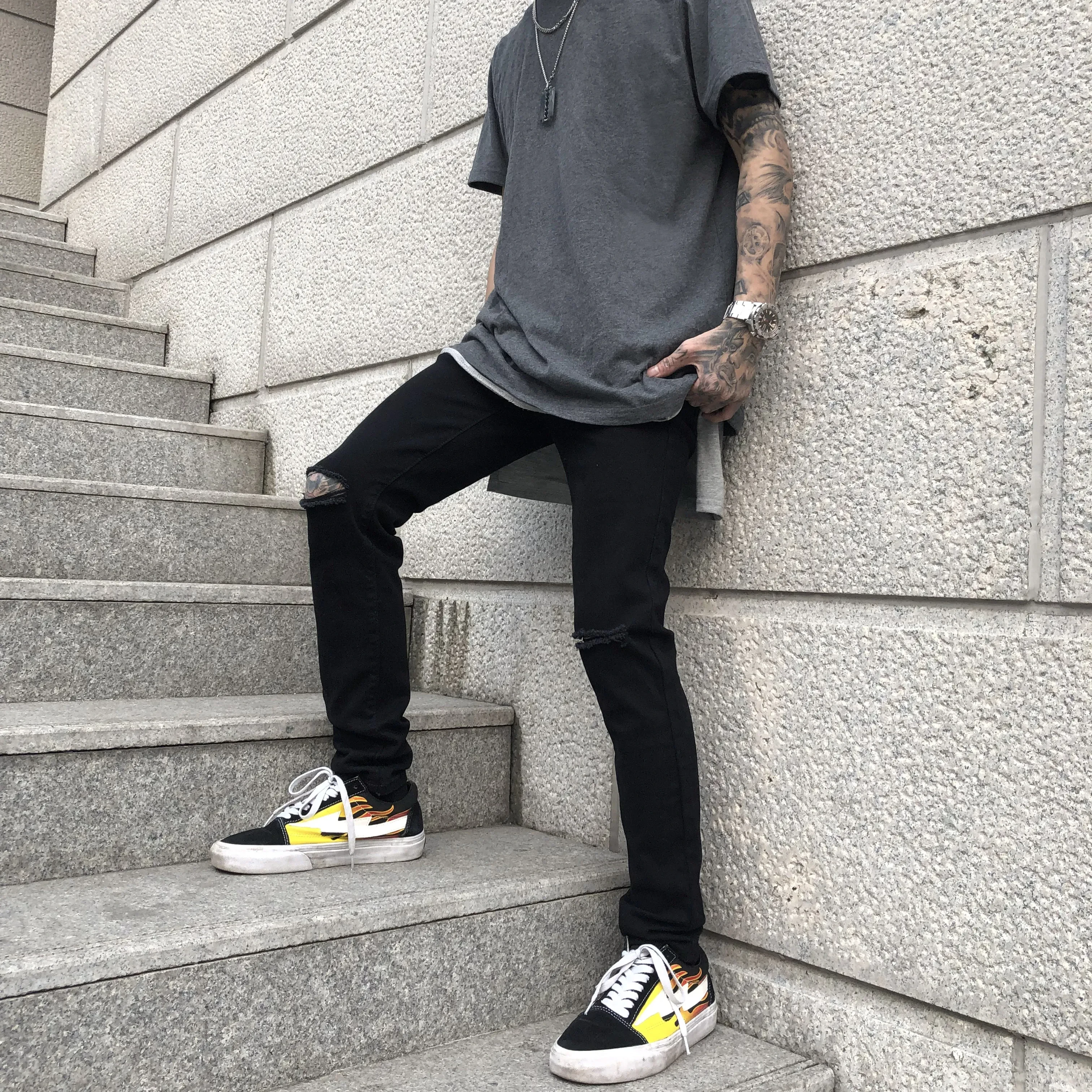 Black Ripped Boyfriend Jeans